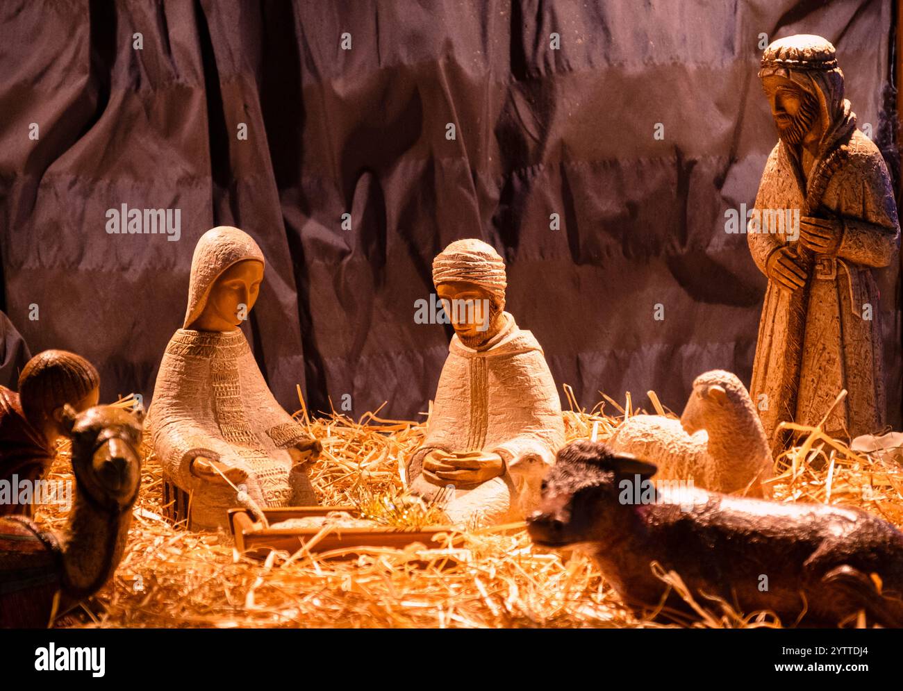 Christmas Christian nativity scene featuring Mary, Joesph, baby Jesus ...