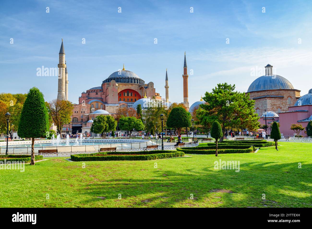 Fountain at the Sultanahmet Square and the Hagia Sophia Stock Photo - Alamy