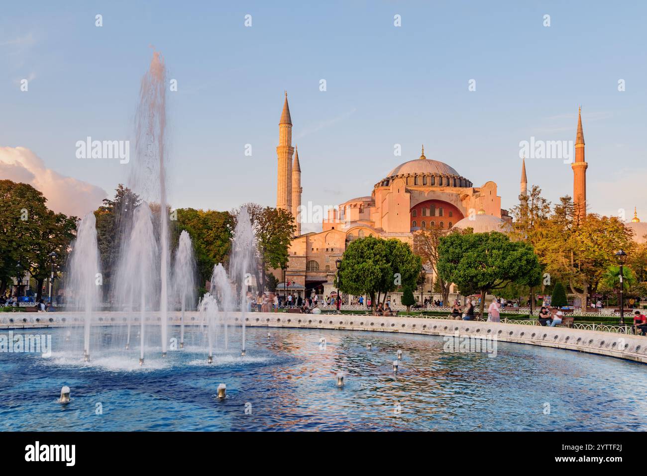 Scenic fountain at the Sultanahmet Square and the Hagia Sophia Stock ...