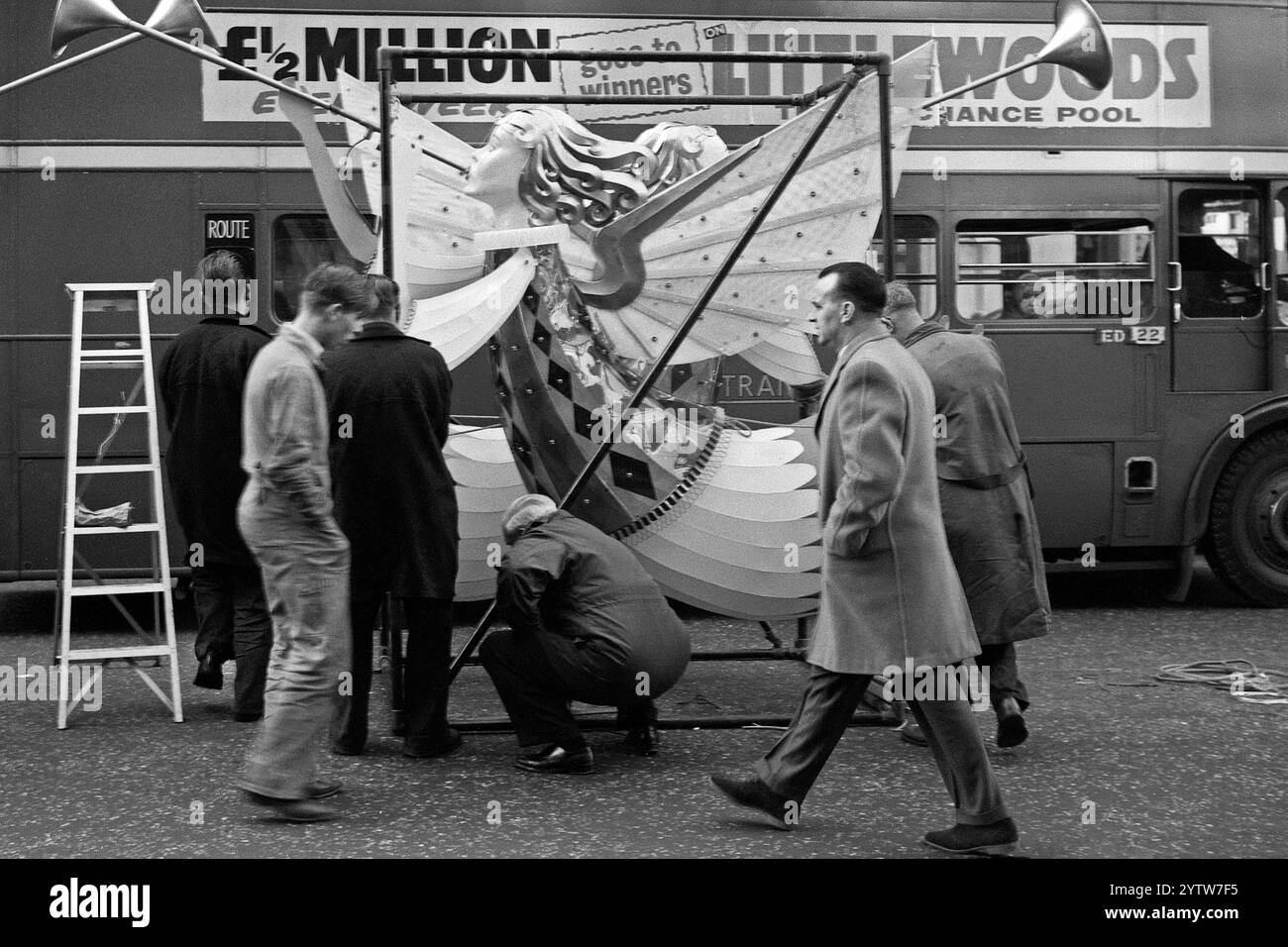 Christmas illuminations being erected in Regent Street, London, 1960's Stock Photo