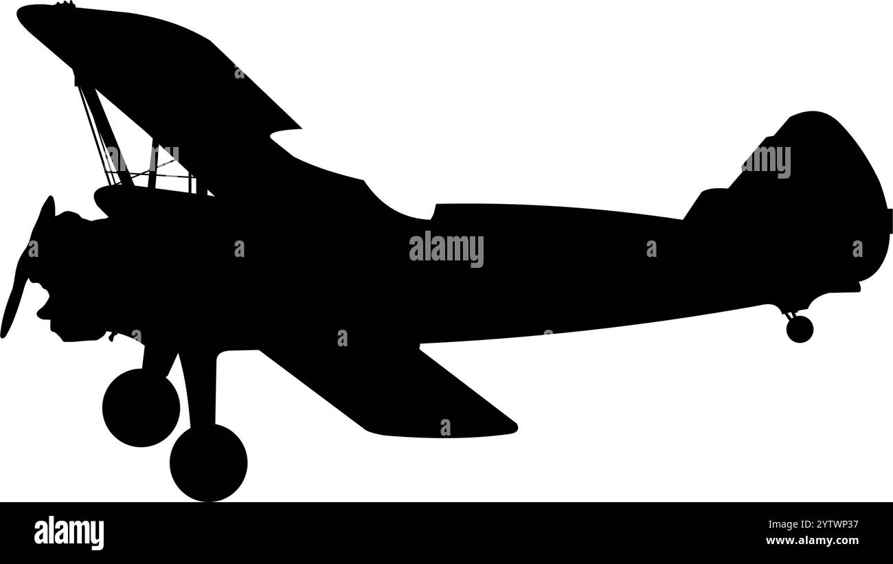 silhouette of vinitage airplane Stock Vector Image & Art - Alamy