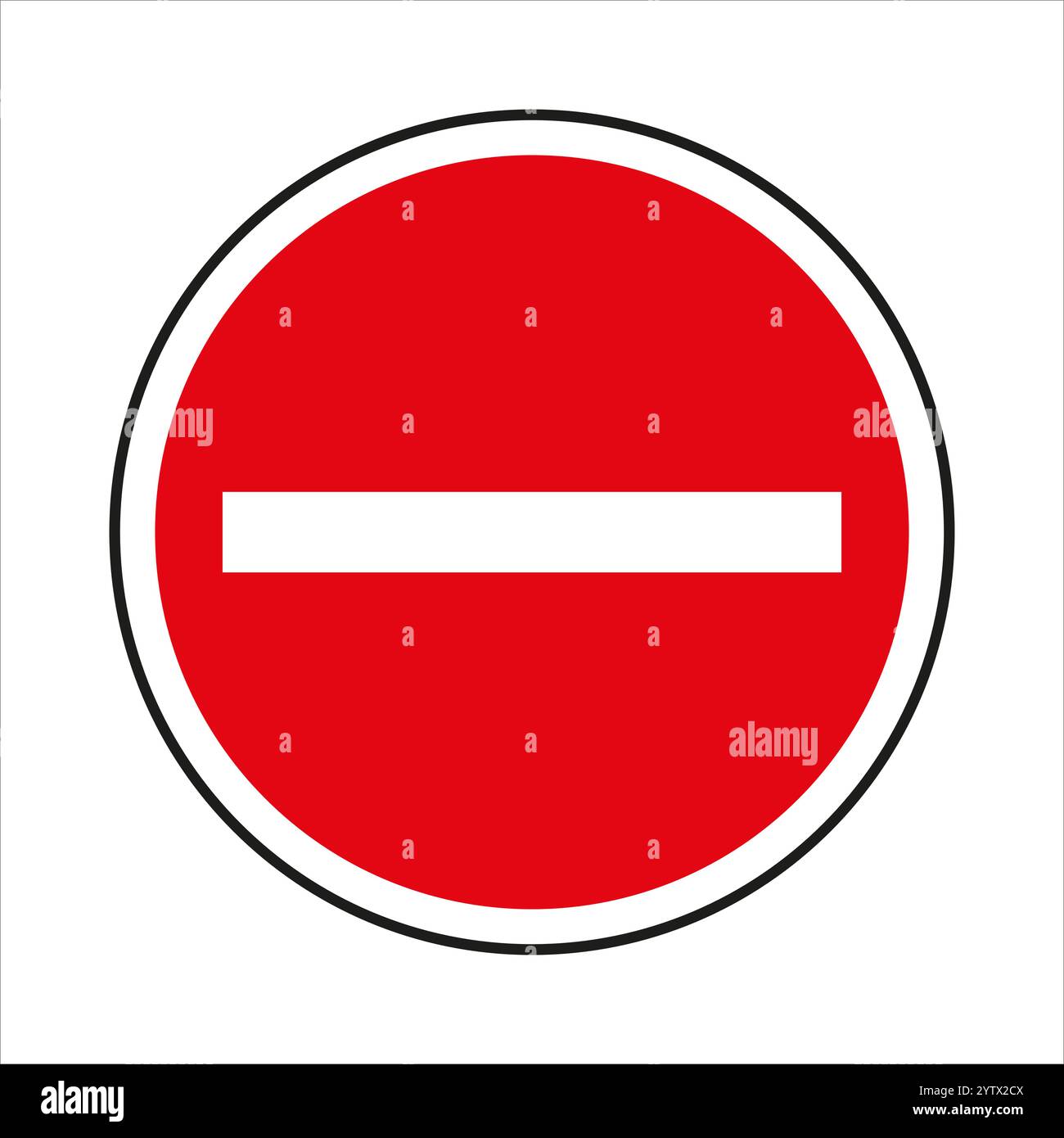 Red and white no entry traffic sign conveying prohibition restriction