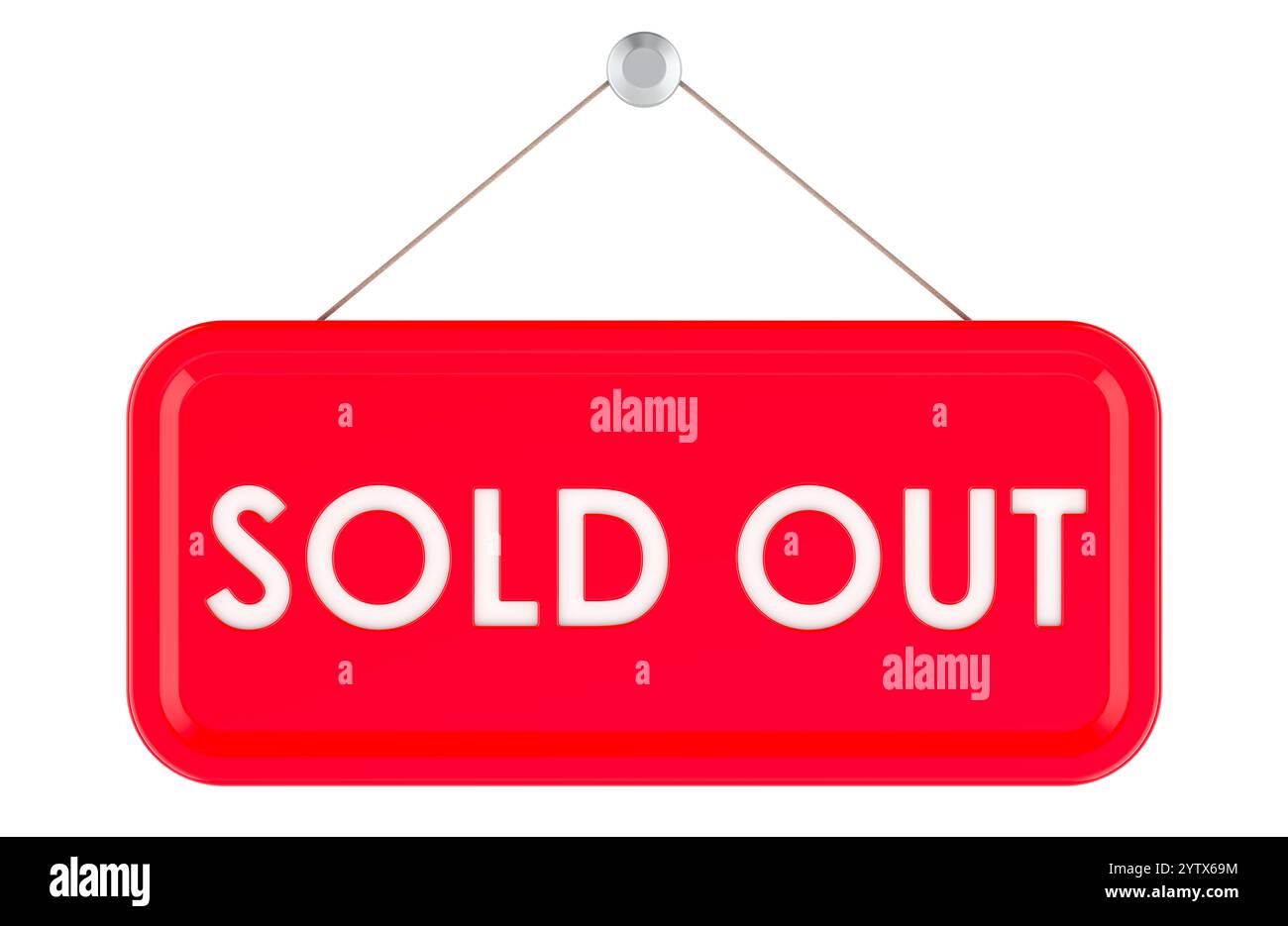 Sold Out Hanging Sign, 3D rendering isolated on white background Stock Photo