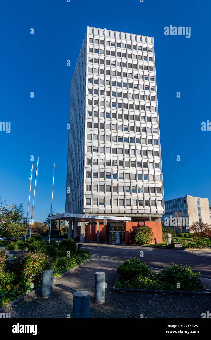 Headquarters of the International Telecommunication Union (ITU), the UN agency specializing in information and communications technologies Stock Photo