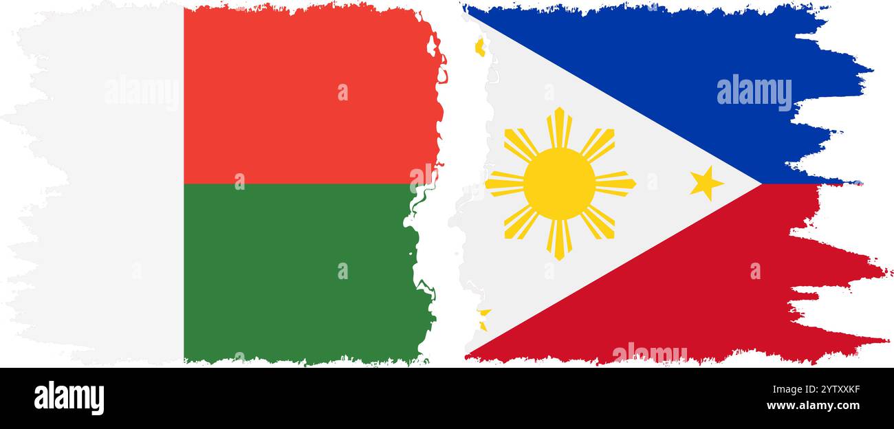 Flags Connections Philippines and Madagascar grunge flags connection, vector Stock Vector ...