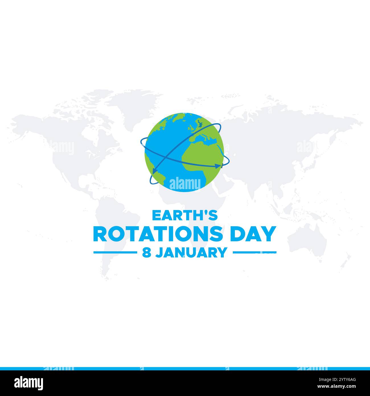 Earths Rotation Day. 8 January. earths rotation day poster, banner, card. holiday concept. flat illustration. background. earth icon. Stock Vector