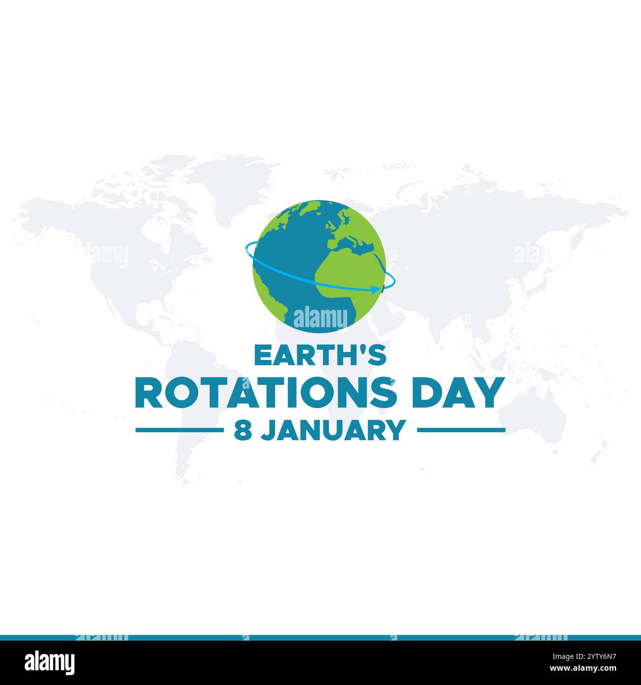 Earths Rotation Day. 8 January. earths rotation day poster, banner, card. holiday concept. flat illustration. background. earth icon. Stock Vector