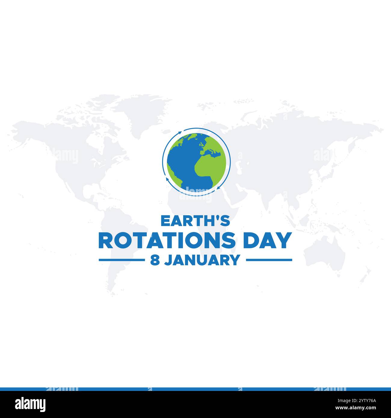 Earths Rotation Day. 8 January. earths rotation day poster, banner, card. holiday concept. flat illustration. background. earth icon. Stock Vector