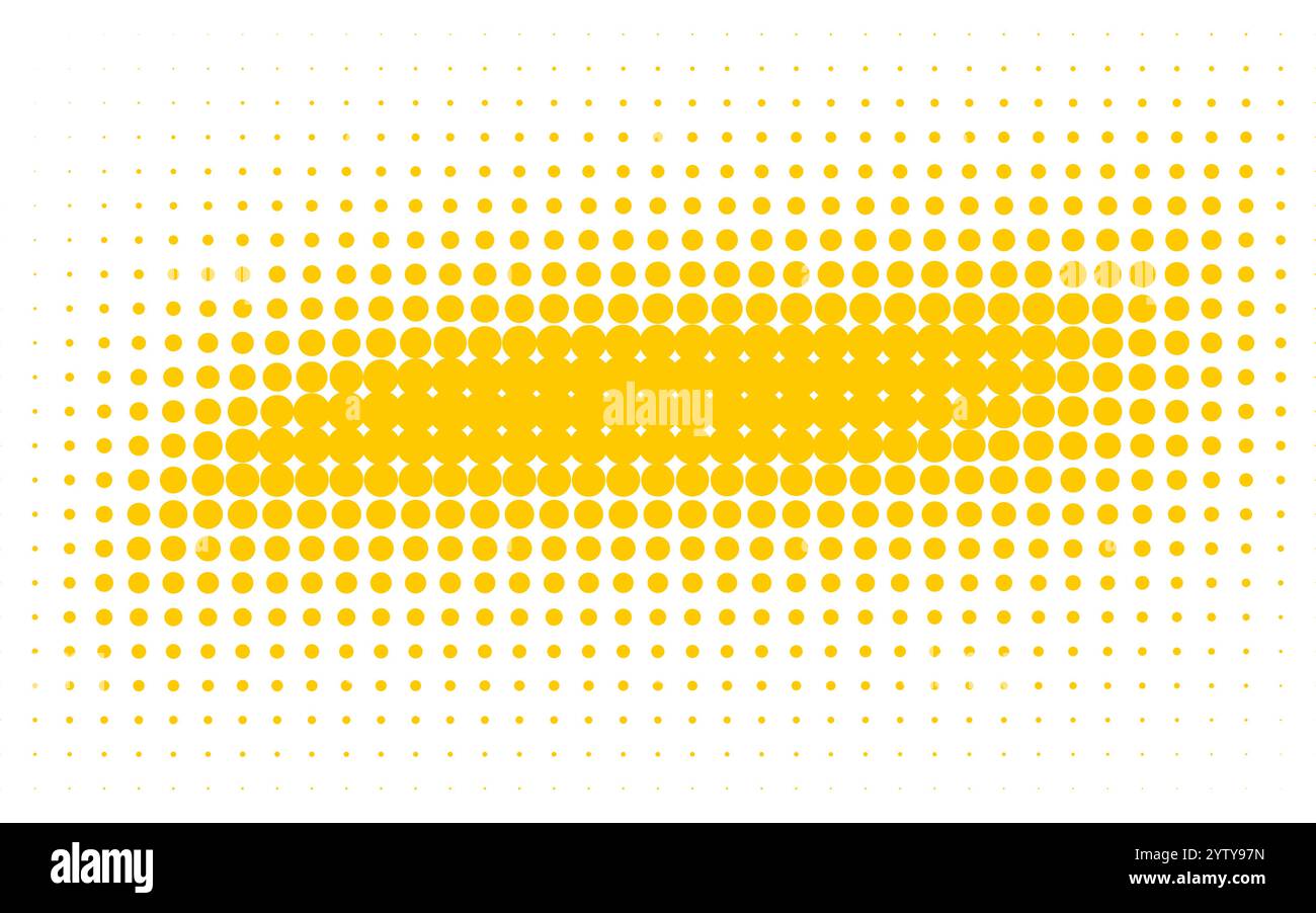 yellow halftone gradient pattern with circular dots. Vector ...