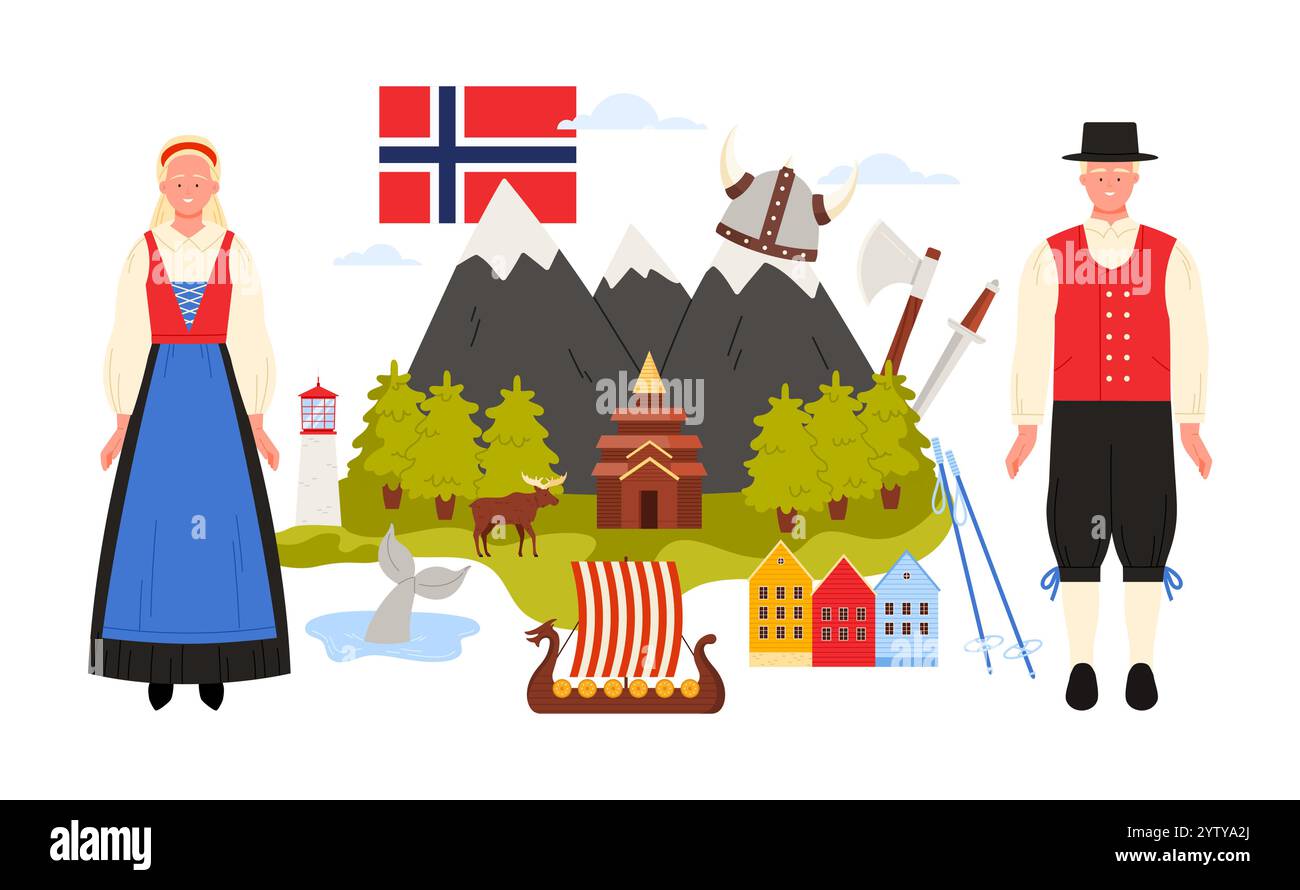 Travel to Norway culture elements and famous architecture in