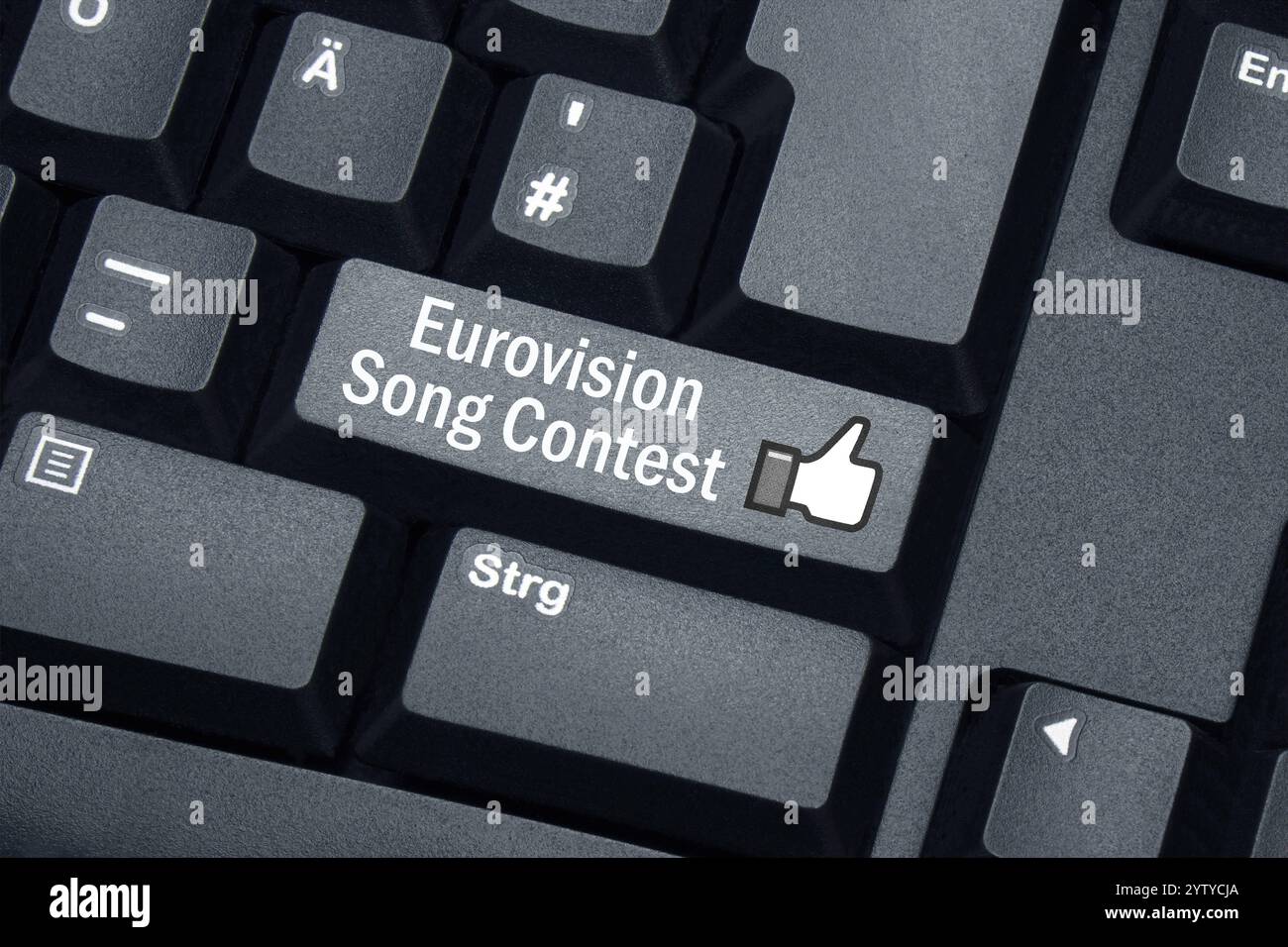 Tastatur und Eurovision Song Contest mit Daumensymbol Tastatur und ...