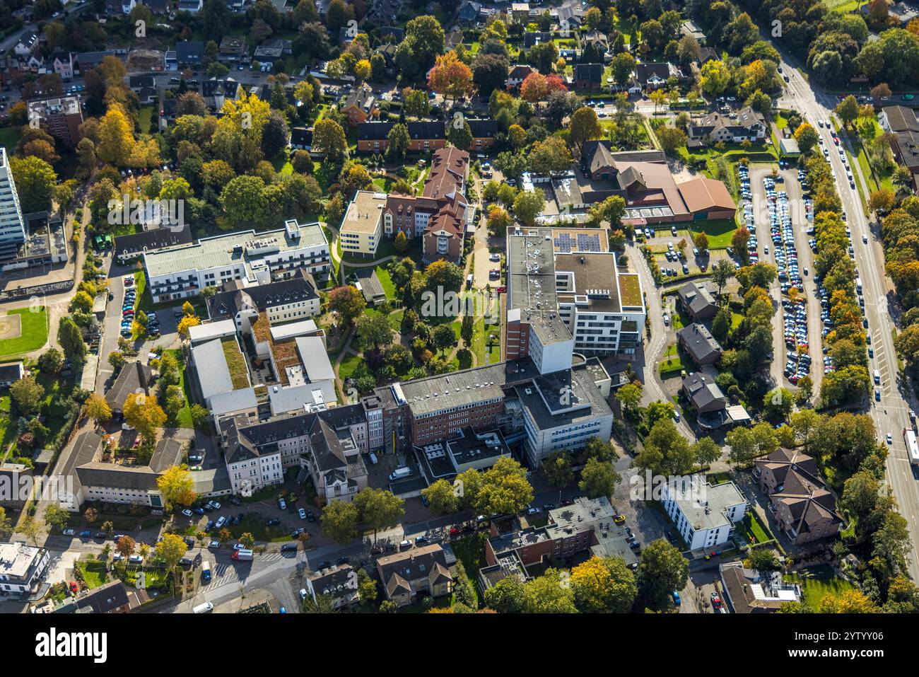 Aerial view, GFO Kliniken Niederrhein location St. Vinzenz-Hospital, St ...