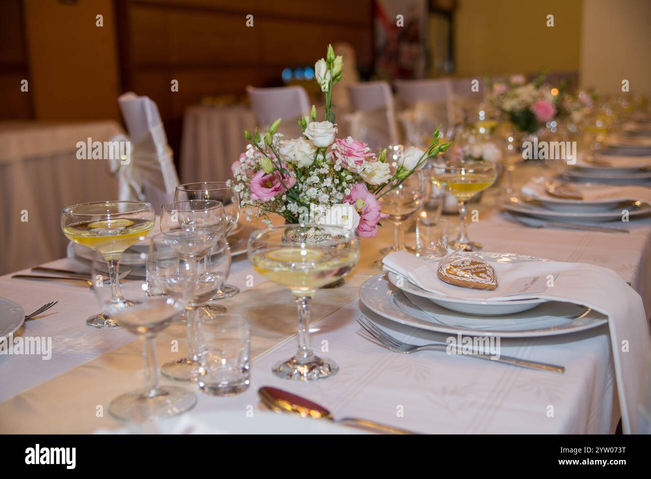 ceremonial table setting during the wedding day Stock Photo