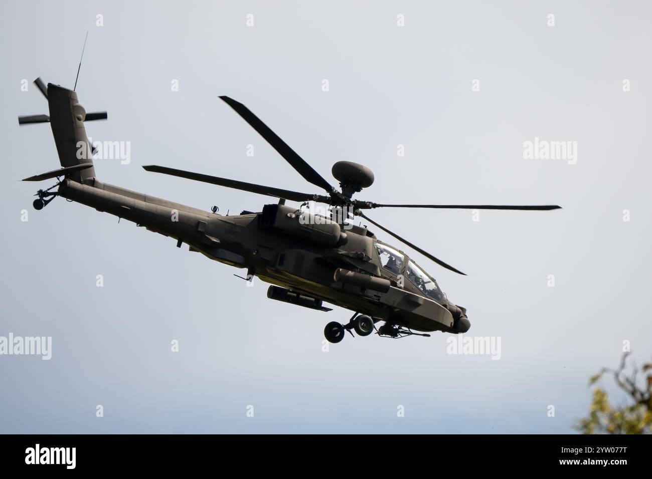 close-up of a British army Boeing Apache Attack helicopter gunship AH2 ...