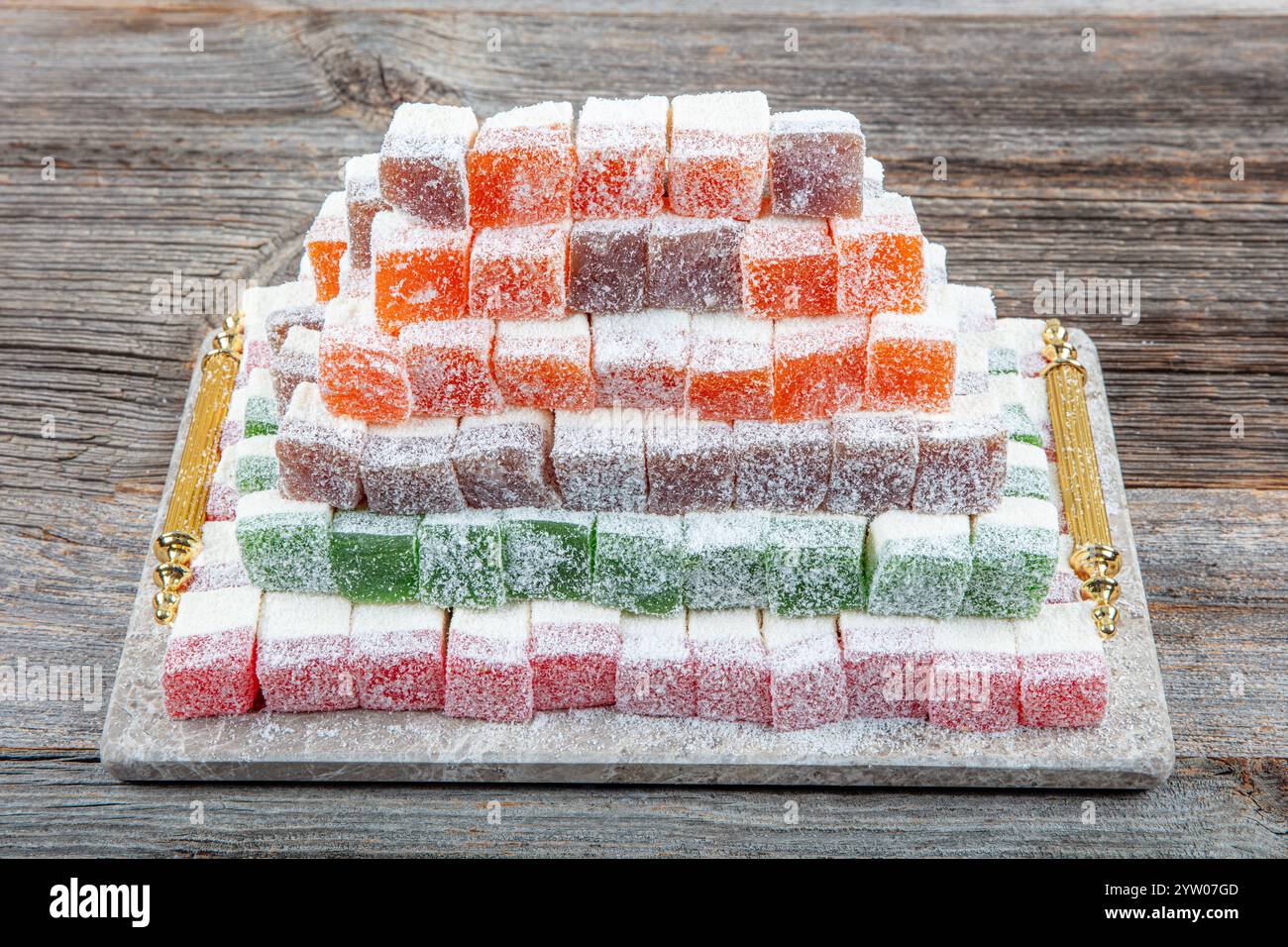 Top Down View Of Various Turkish Delight Candies In Different Colors Top Down View Of Various Turkish Delight Candies In Different Colors