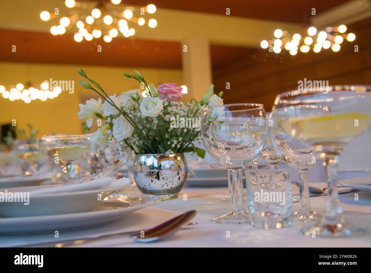 ceremonial table setting during the wedding day Stock Photo