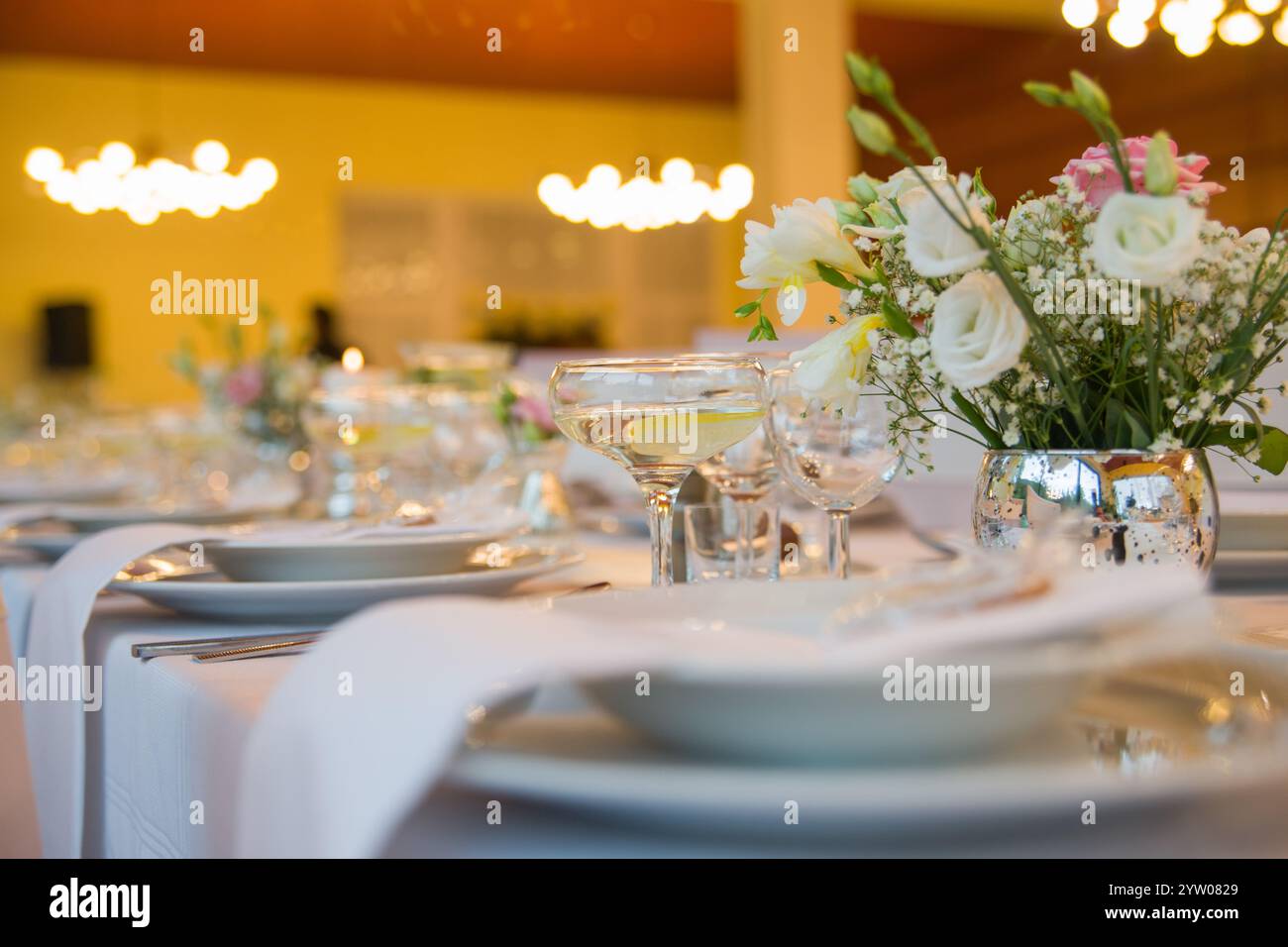 ceremonial table setting during the wedding day Stock Photo