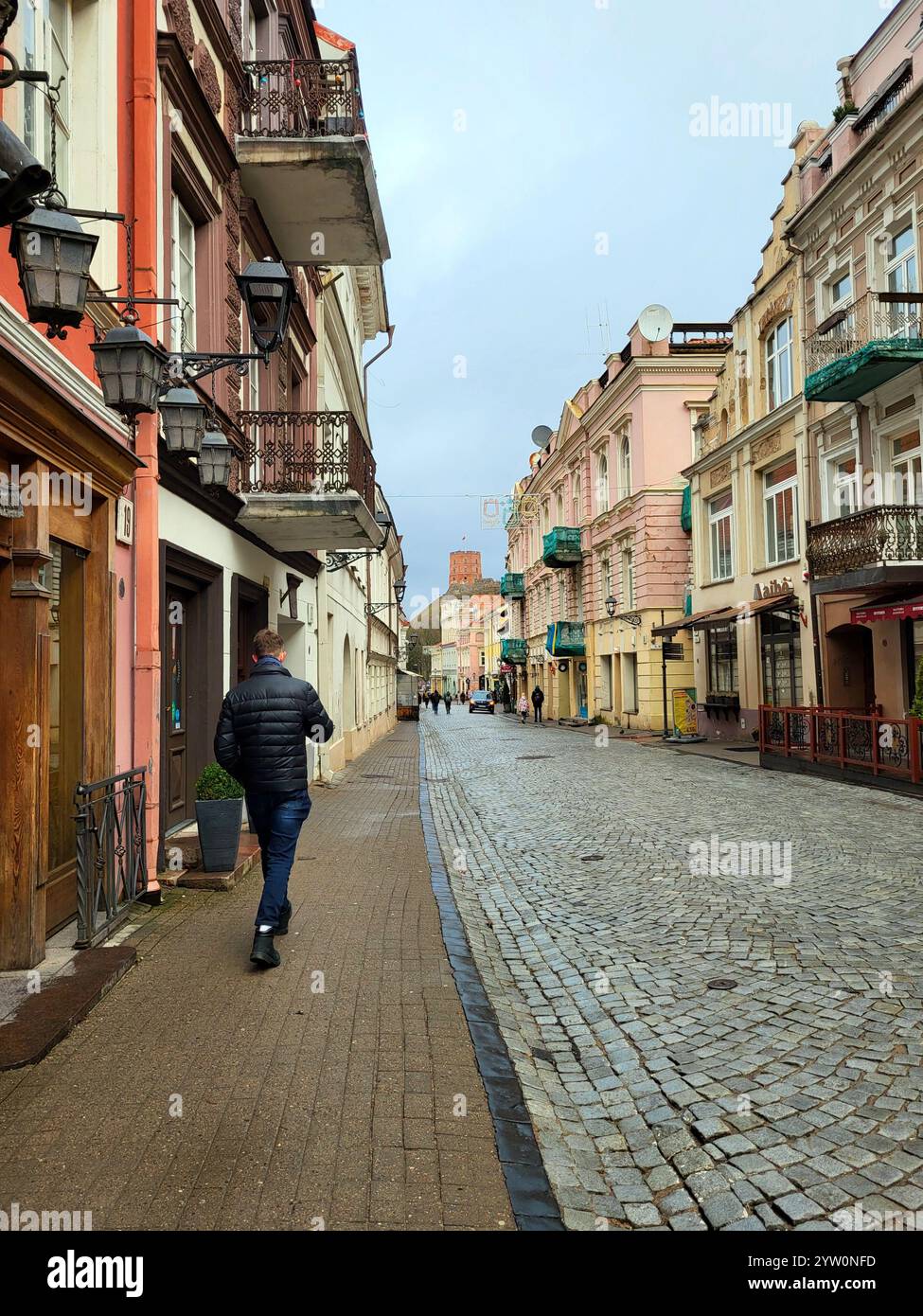 Charming European Street with Historic Architecture and Vibrant Colorful Facades - Smartphone Captured Stock Image
