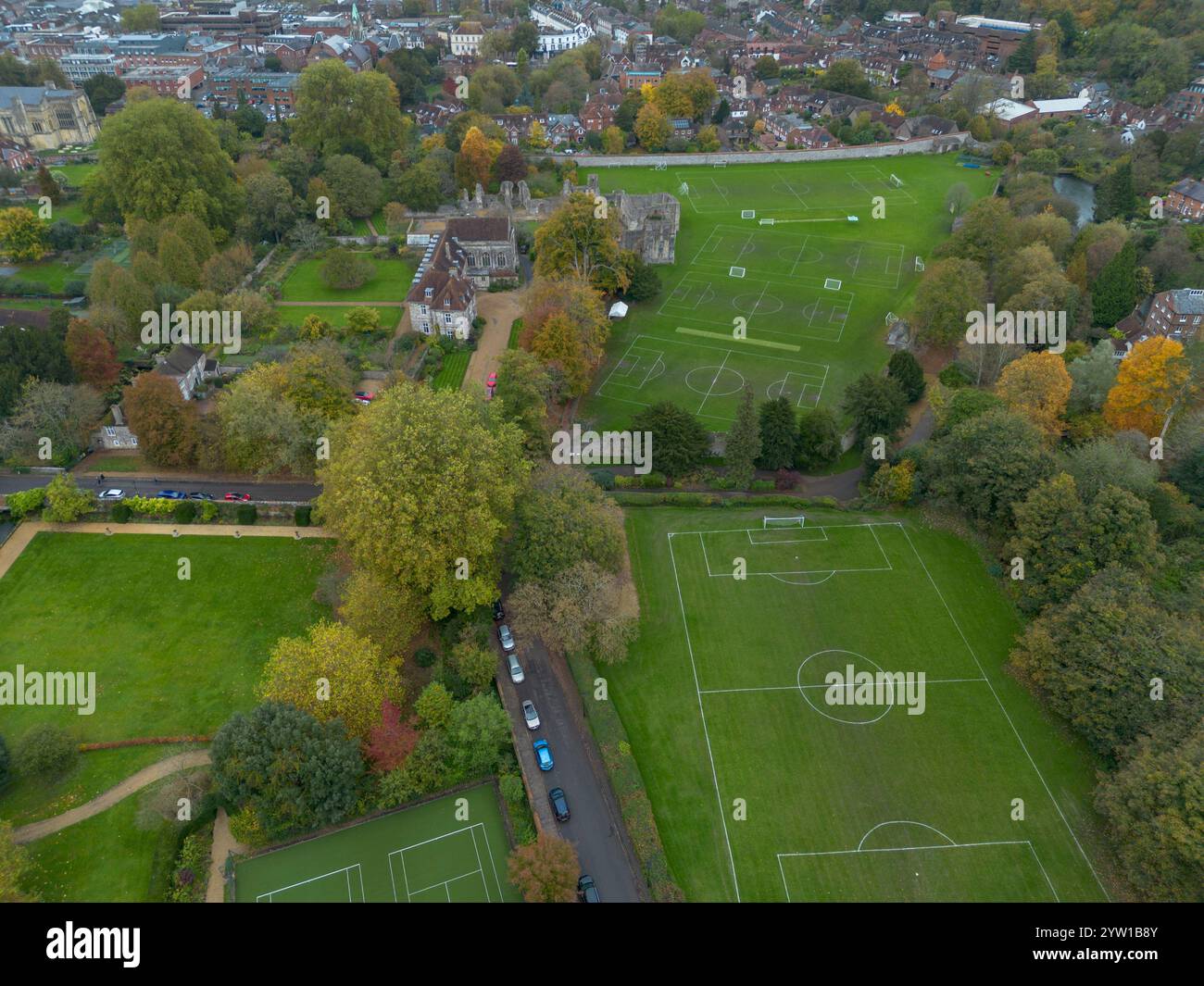 Wolvesey Castlefields Aerial view of bishops palace hi-res stock photography and images - Alamy