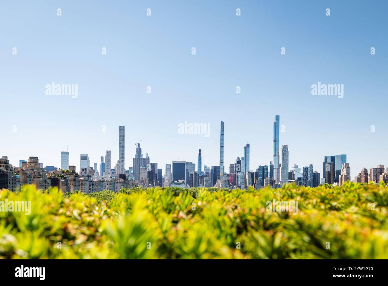 New York City Billionaire's Row supertall skyscrapers as seen from Central Park. Manhattan. Stock Photo