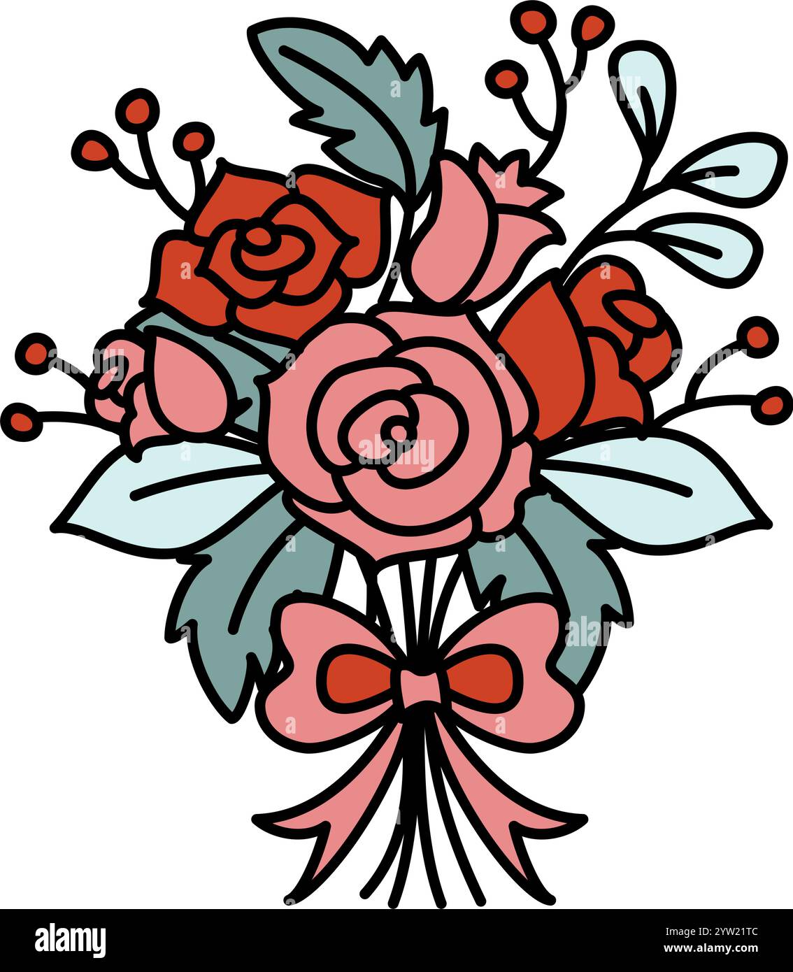 Pink floral bouquet bow Stock Vector Images - Alamy