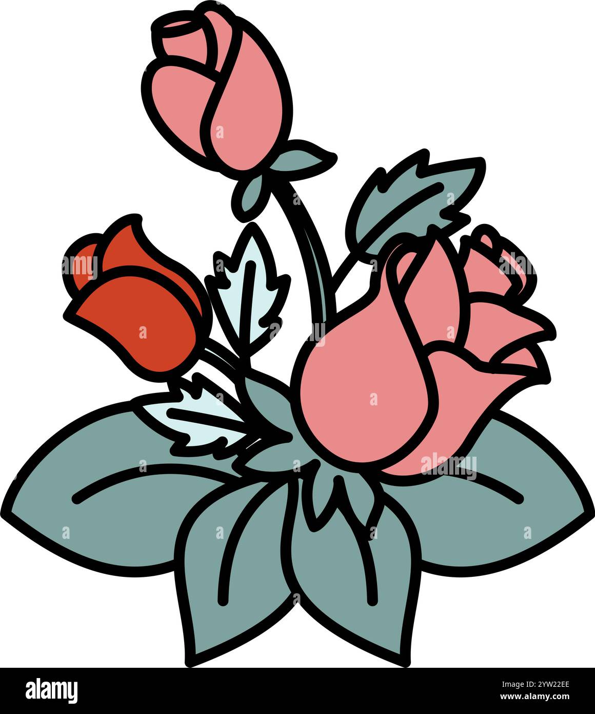 Blooming Roses Floral Composition vector Stock Vector