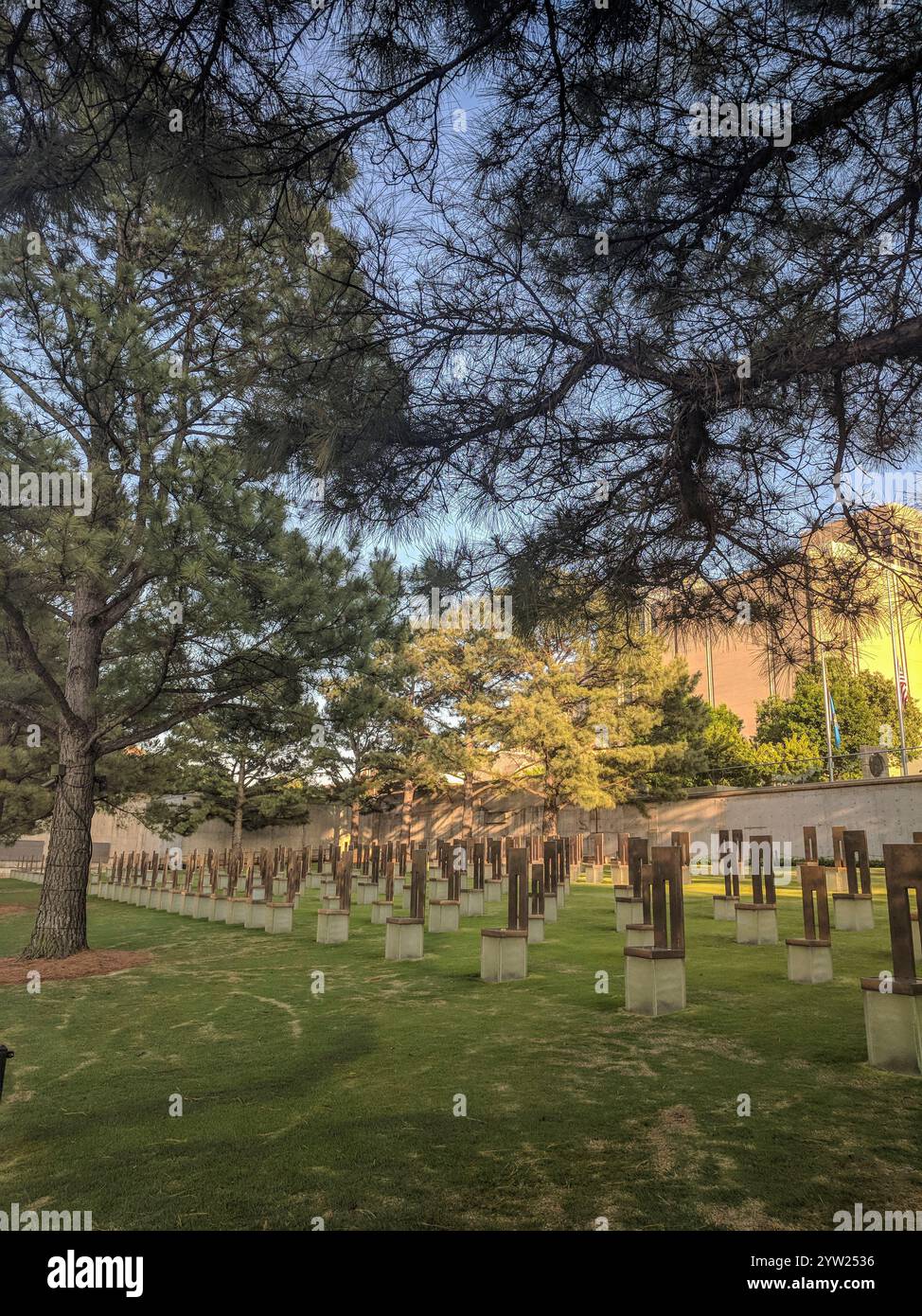 The grounds of the Oklahoma City National Memorial and Museum are located downtown where the Alfred P. Murrah Building was bombed on April 19, 1995. Stock Photo