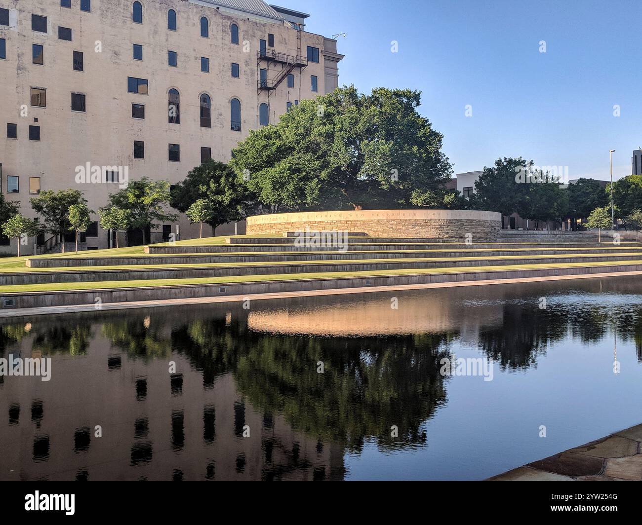 The grounds of the Oklahoma City National Memorial and Museum are located downtown where the Alfred P. Murrah Building was bombed on April 19, 1995. Stock Photo