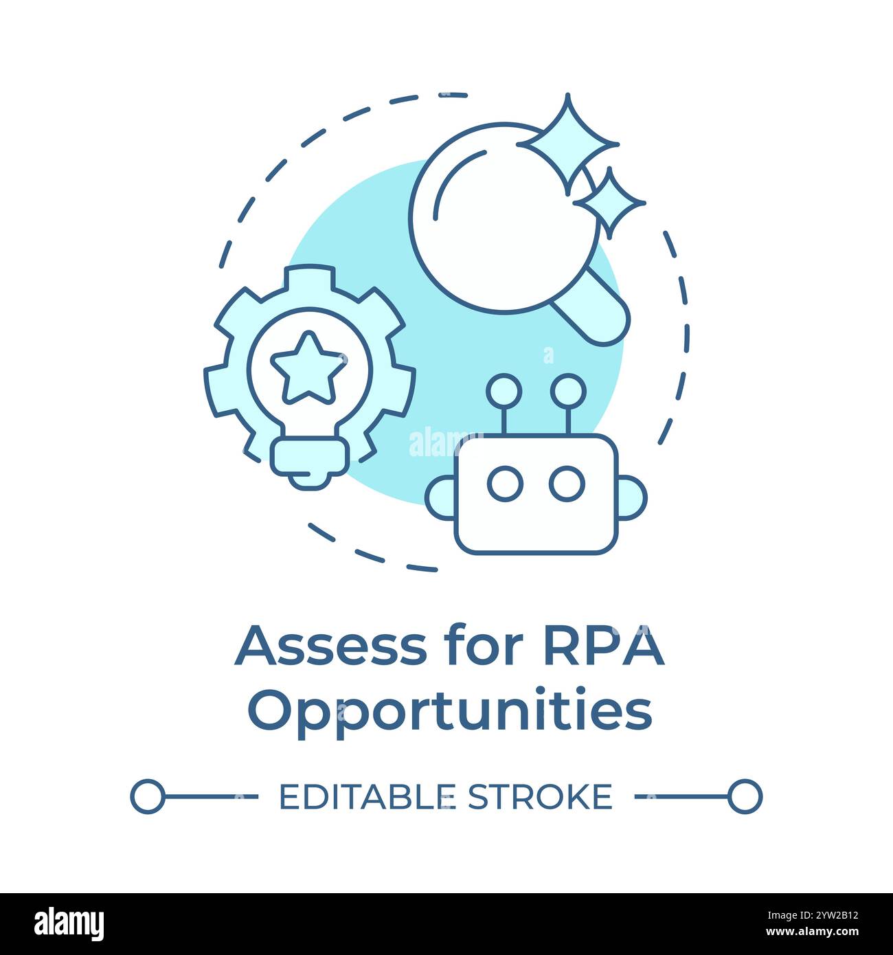 Assess for RPA opportunities soft blue concept icon Stock Vector Image ...