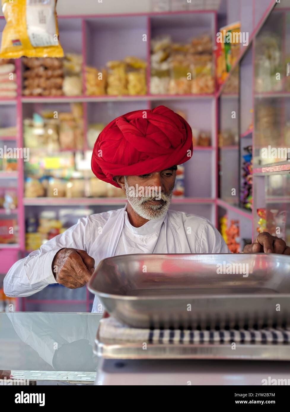 Mithaiwala ( a guy from sweetshop) clicked during Diwali Festival. - Smartphone Captured Stock Image