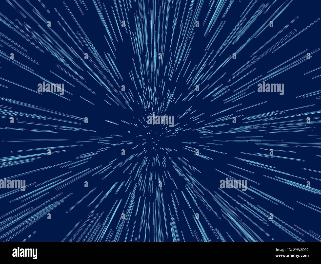 Abstract geometric centric motion pattern with dynamic blue lines background. Stock Vector