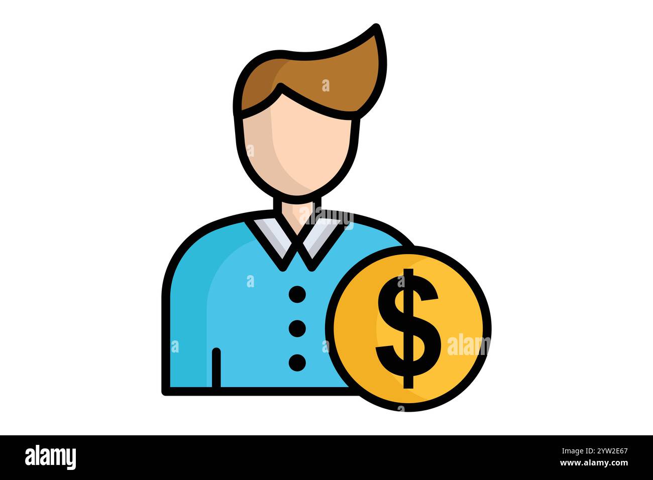 Customer icon. colored outline icon style. people with dollar. icon related to procurement. procurement management elements vector illustration Stock Vector