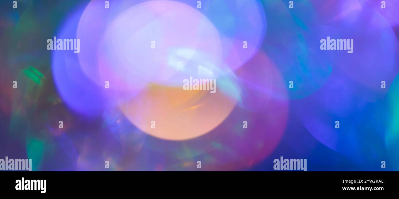 Vibrant Abstract Bokeh with Multicolored Blurred Circles, Blurred Gradient Background Stock Photo