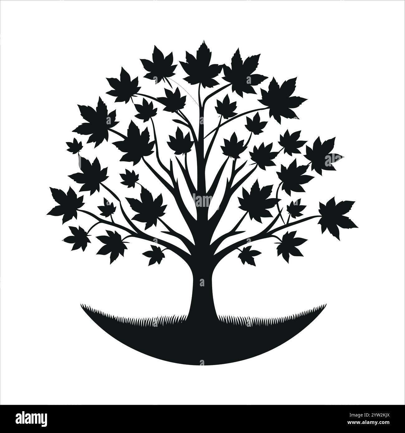 maple tree silhouette vector art style Stock Vector Image & Art - Alamy