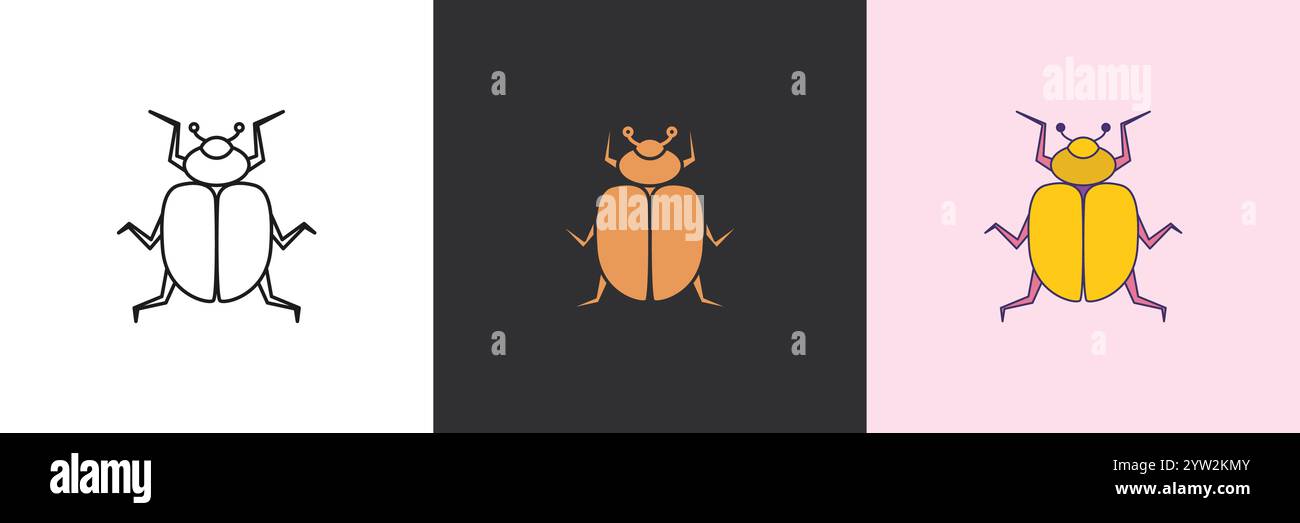 Bug mystic icon set. Black and colorful geometric vector logo template ...