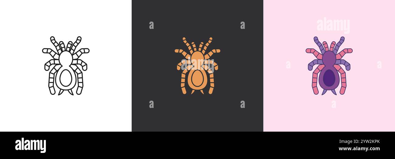 Spider vector icon set. Black and colorful logo template Stock Vector
