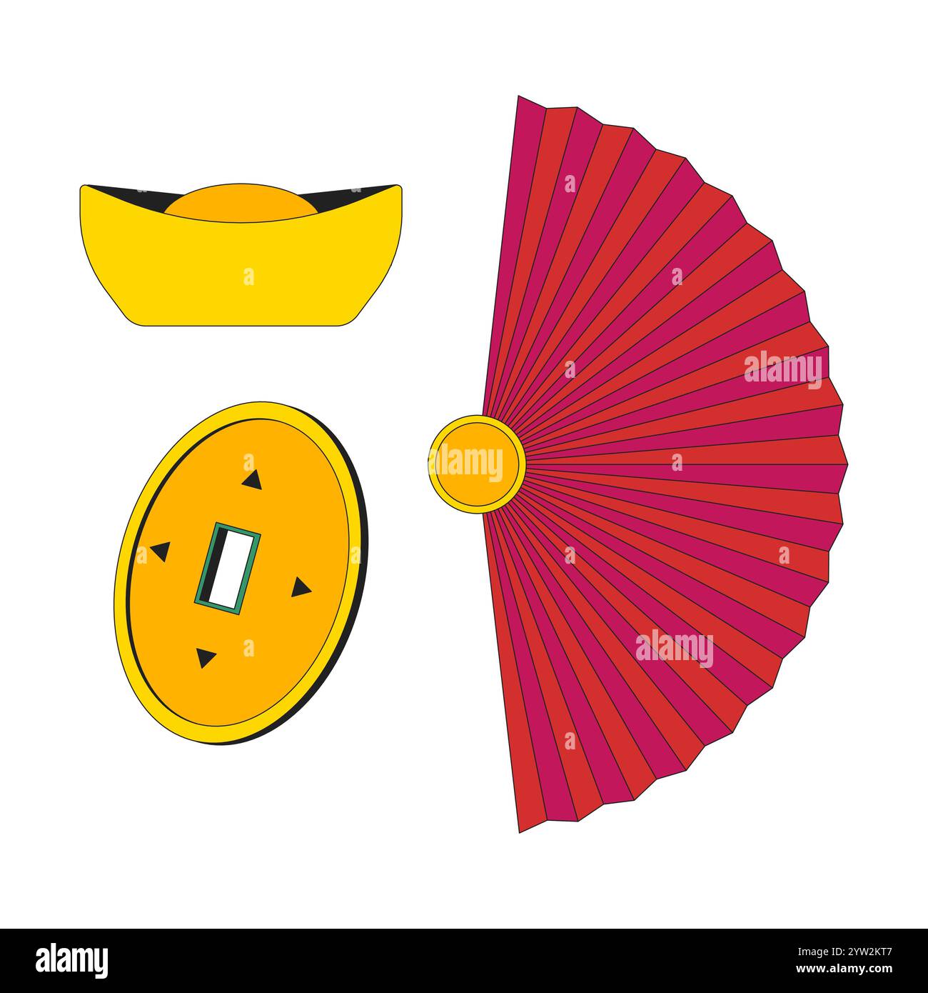 chinese-new-year-symbols-of-prosperity-2d-cartoon-objects-set-stock