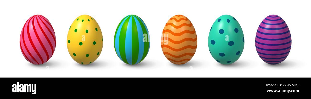 3d Easter eggs set. Stock Vector