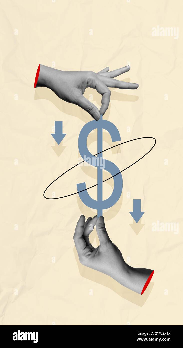 Human hand showing a dollar sign on a colored background. Concept of ...