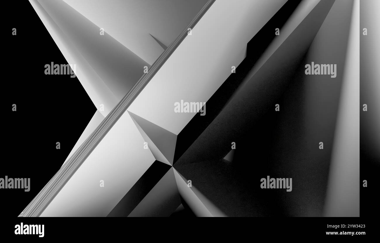 Abstract black and white geometric shapes creating a dynamic and modern ...