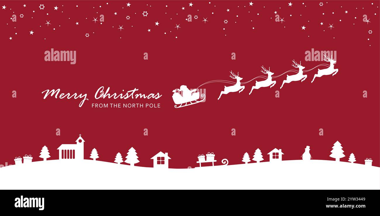 christmas banner santa claus in a sleigh with reindeer vector ...