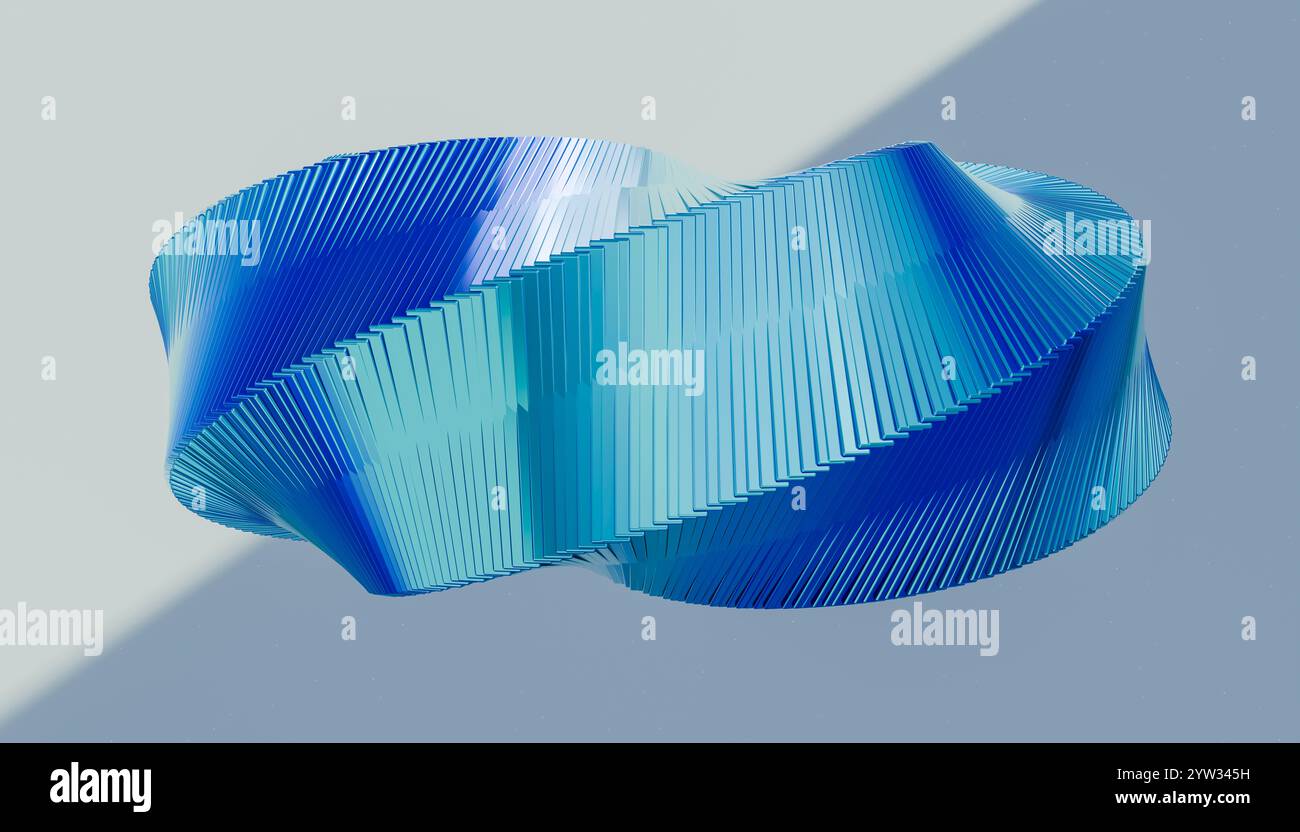 Blue abstract twisted ribbon on a light background with a shadow Stock ...