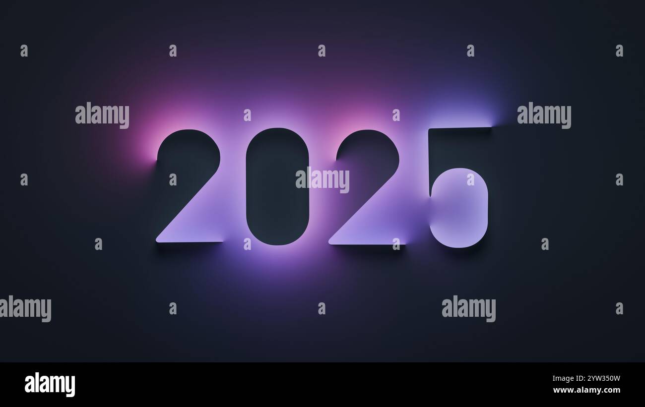 2025 Typography Hi Res Stock Photography And Images Alamy Elegant 2025 Typography In A Neon Style Surrounded By Subtle Colorful Lighting In Shades Of Pink And Purple On A Dark Background Perfect For New 2YW350W