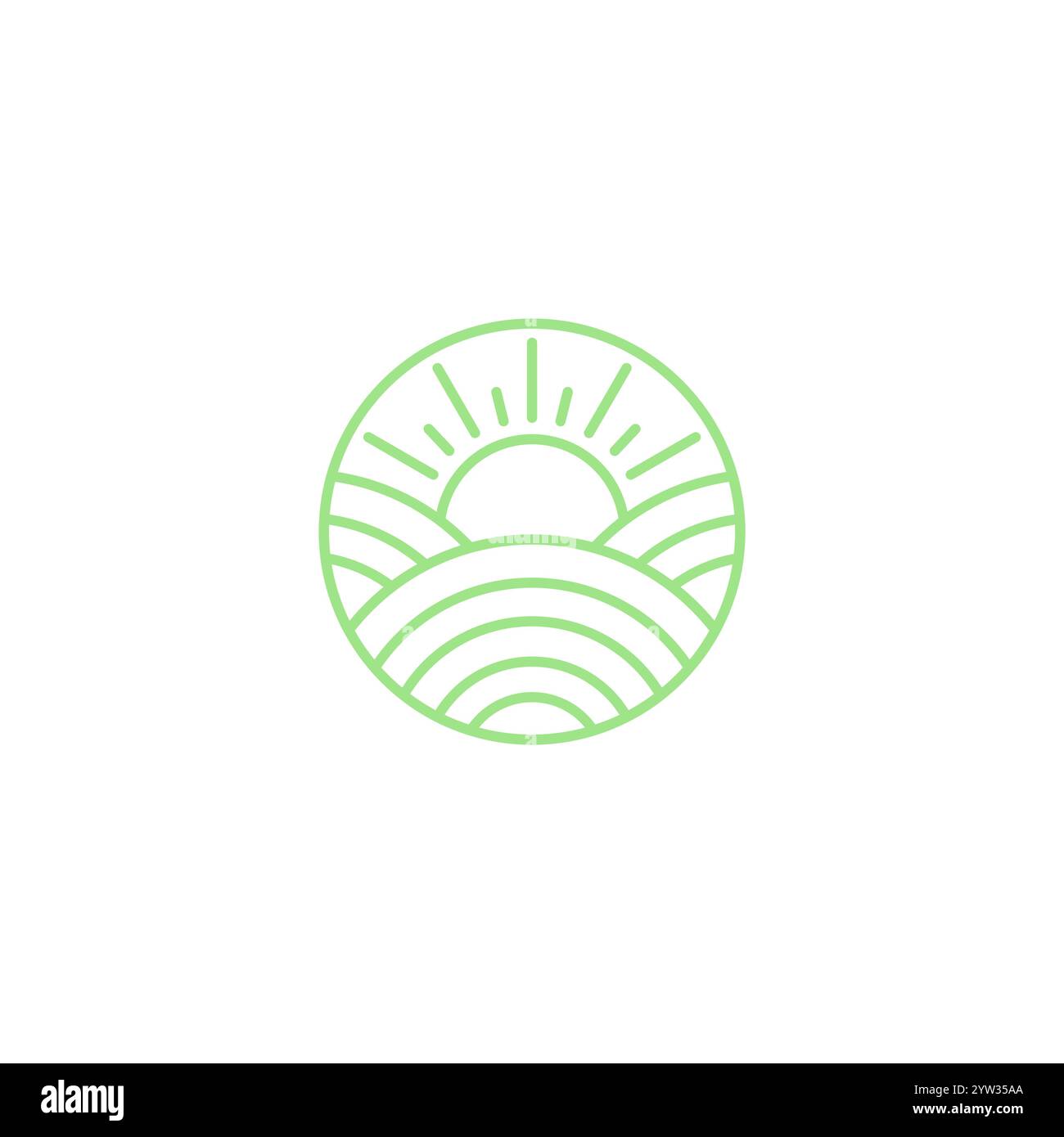 Green Nature Farm Logo Design Template. Sunrise icon vector Stock ...