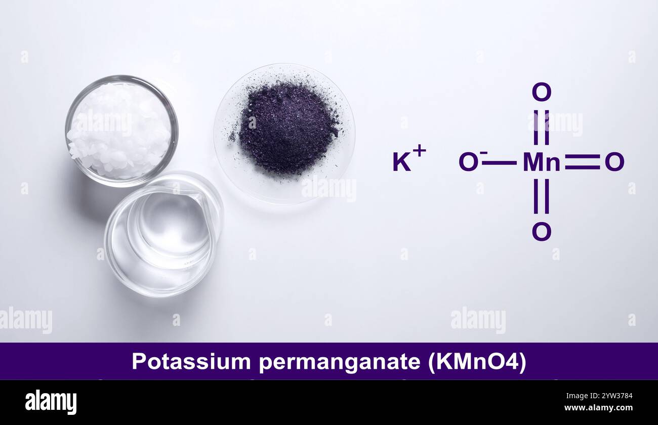 Potassium Permanganate KMnO4 With Chemical Structure A Common Potassium Permanganate KMnO4 With Chemical Structure A Common