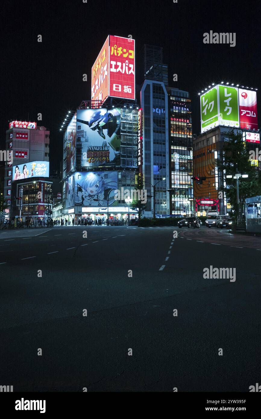 Night vision, advertising screens, Shinjuku, Tokyo, Japan, Asia Stock Photo