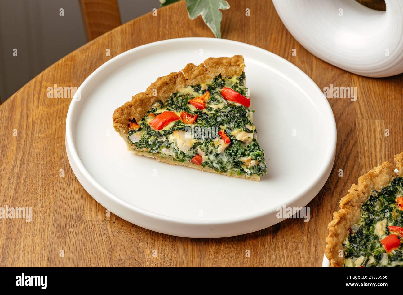 pie with spinach, tomatoes and cheese Stock Photo