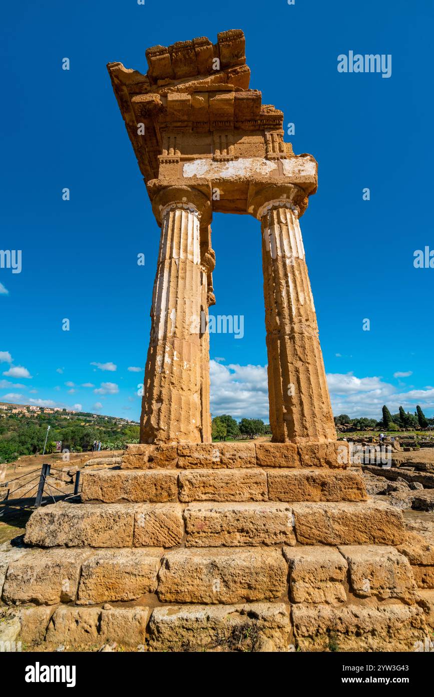 Ancient Greek Temple Ruins in Sicily, Italy Against Blue Sky Stock ...