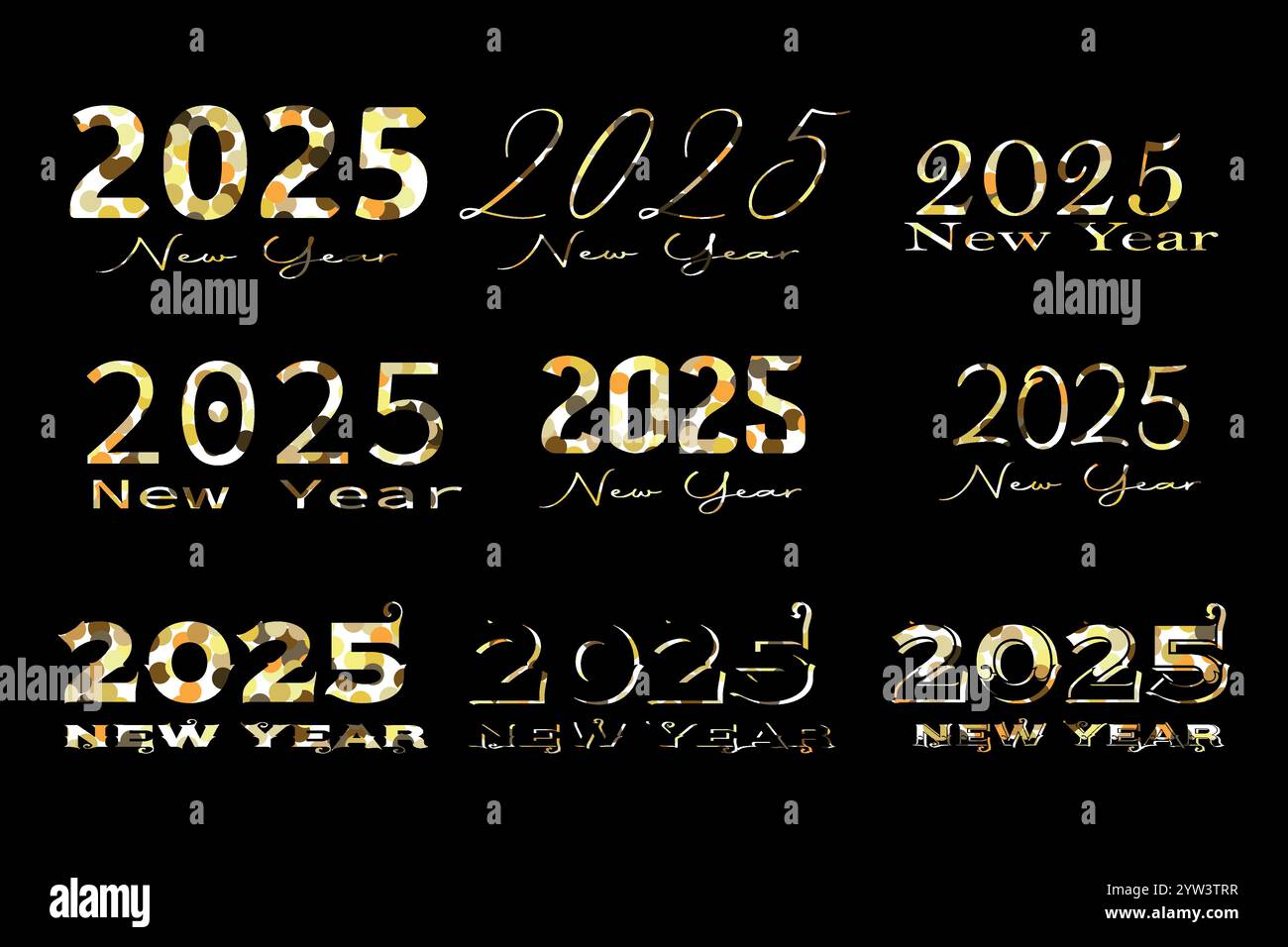 modern red and white 2025 happy new year typography with minimal design ...