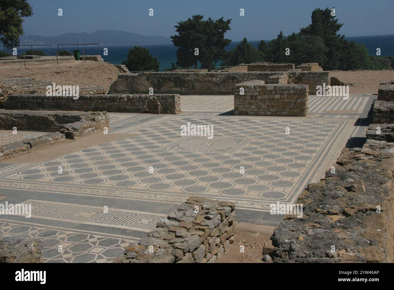 Emporiare (Ampurias). Roman city. Mosaics of a roman house. Girona province. Catalonia. Spain. Stock Photo